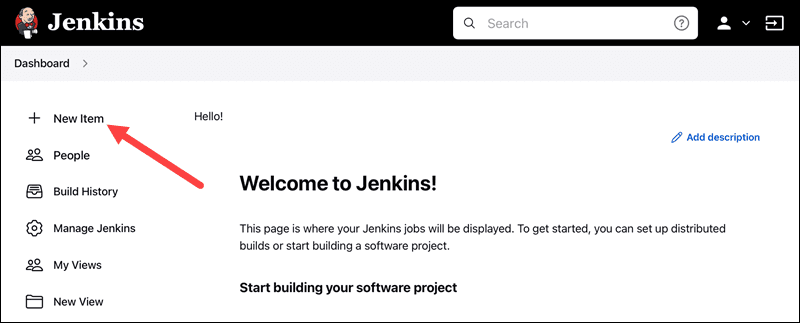 Jenkins home create new item