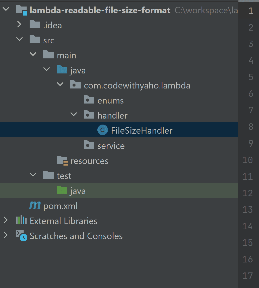 maven project for lambda api gateway created structure